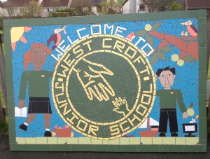 Part of a whole school project to create this entrance mural by West Croft Junior School.